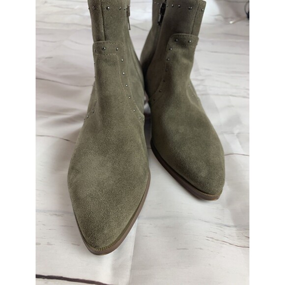 Marc Fisher Suede Leather ankle bootie 10 Pointy Toe Western Gray Green Moss Zip - Picture 9 of 12